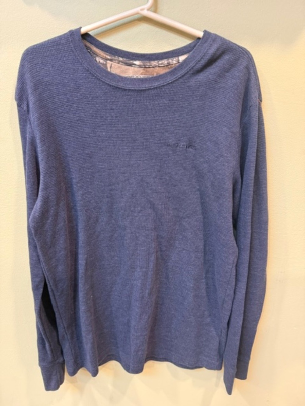 Realtree Shirt Mens L Navy Blue Thermal Long Sleeve Team Realtree Logo Hunting